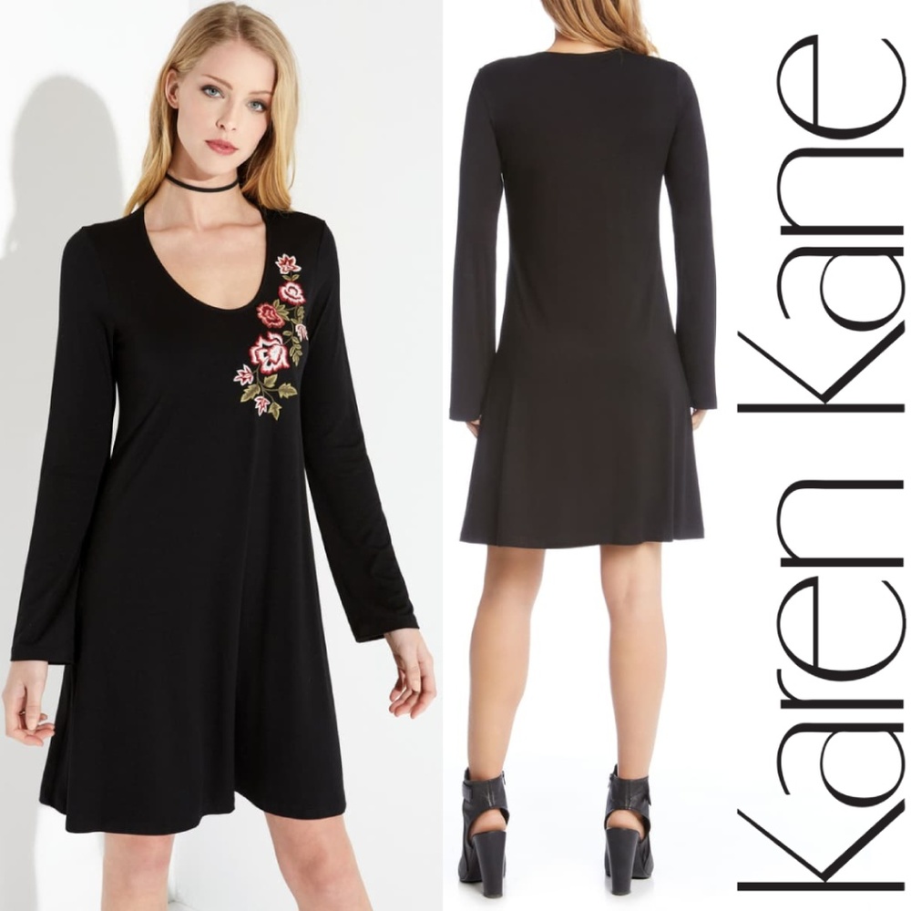 Karen Kane Embroidered Long Sleeve Dress